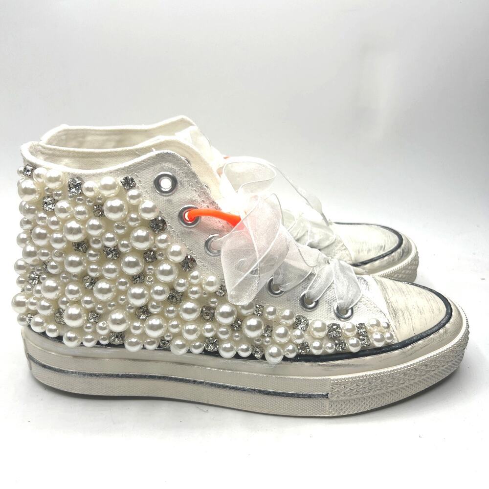 Nan-ku Couture  Pearl Crush Hi Top Sneakers Size EU 37 US 7